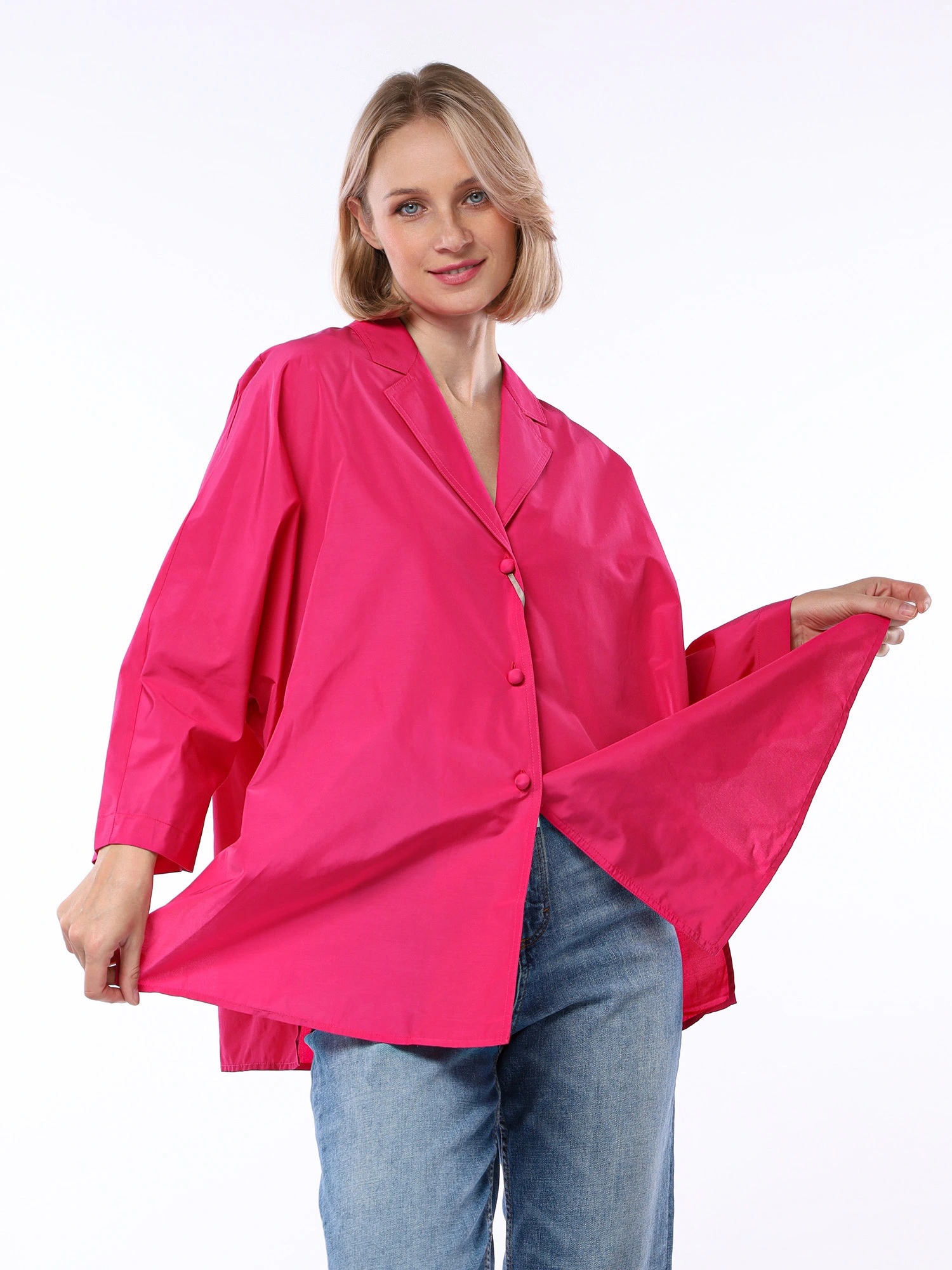 Блуза оверсайз прямого кроя с разрезами